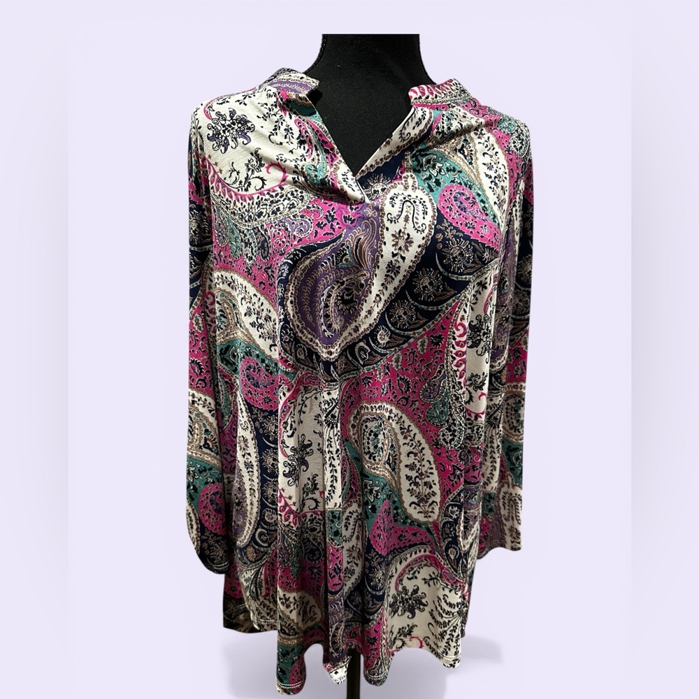 New - Dear Scarlett Lizzy - Paisley 3/4 Sleeve Relaxed Fit Blouse - Size M